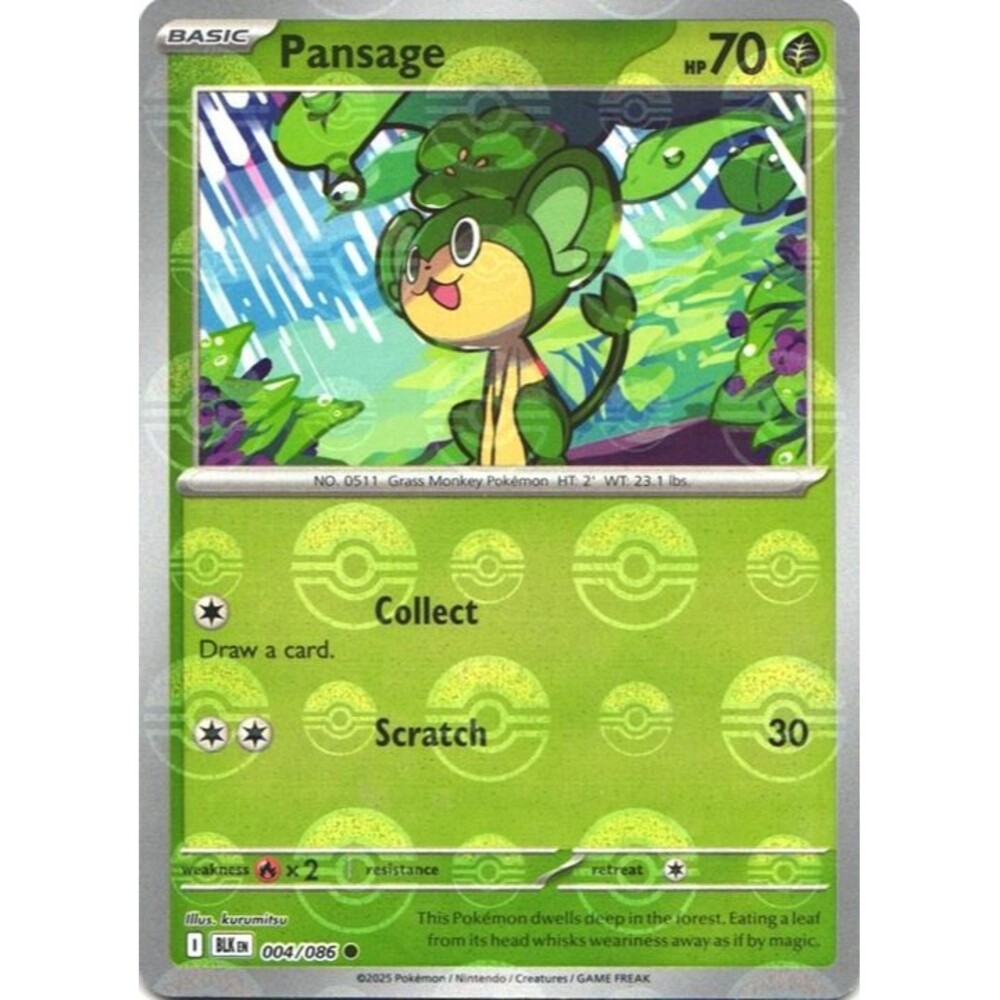 Pokemon Pansage Poke Ball #004 BLK Black Bolt